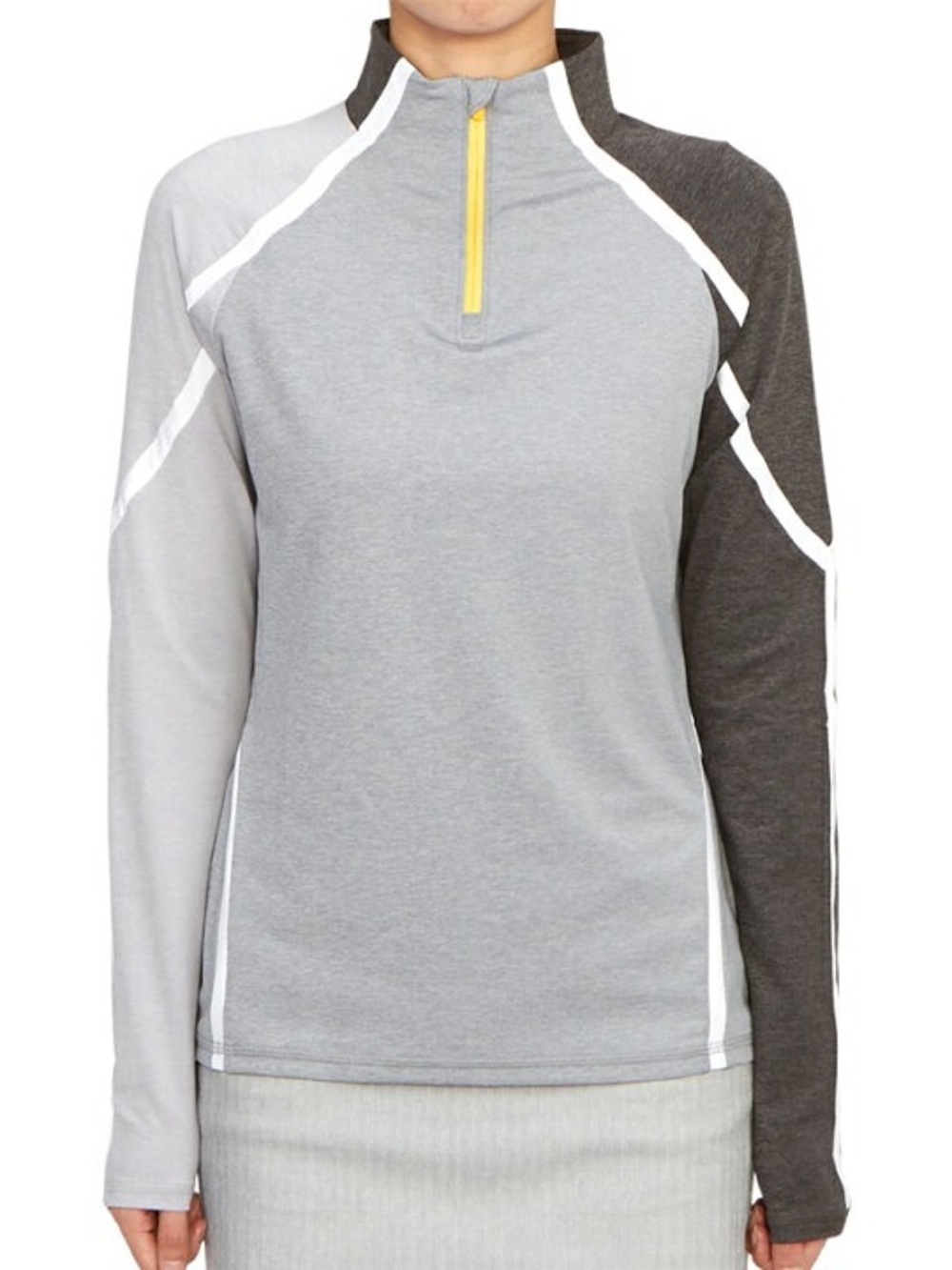 G/FORE Colour Block Tech Jersey Quarter Zip Golf Pullover Grey